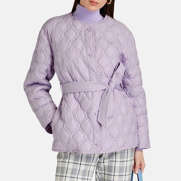 New Sandro Rayja Belted Quilted Jacket Lavender 36, S $520 - Picture 1 of 8
